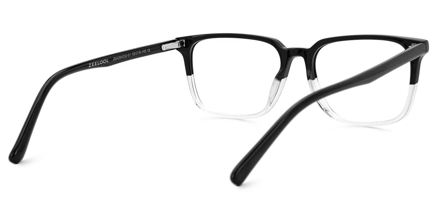 Barnhill Acetate Square Black-Clear Frame Glasses | ZEELOOL UK3