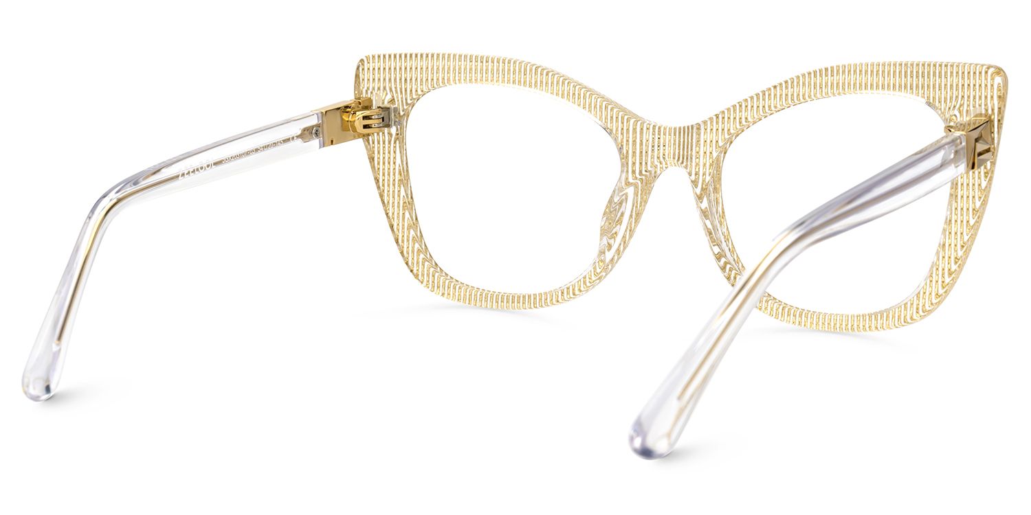 Yellow Gold Full rim Cateye Eyeglasses -Vela on Sale | ZEELOOL UK3