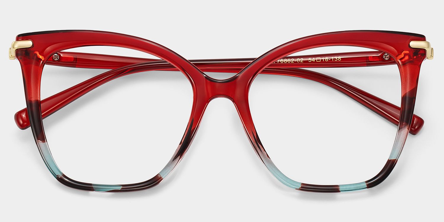 Lamar Butterfly Red Eyeglasses and Two-Tone Frames2