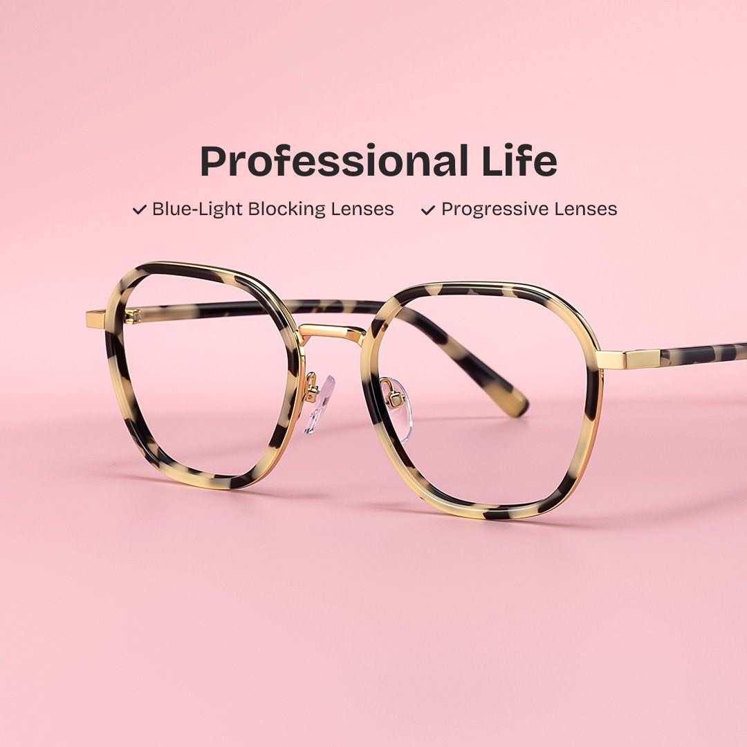 Mitchell Mixed Tortoise Frame Glasses with Geometric Shape | ZEELOOL UK0