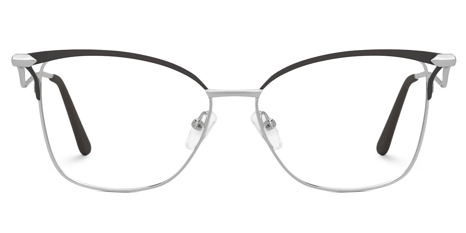 Square Frames For Women With Black And Silver Frame0