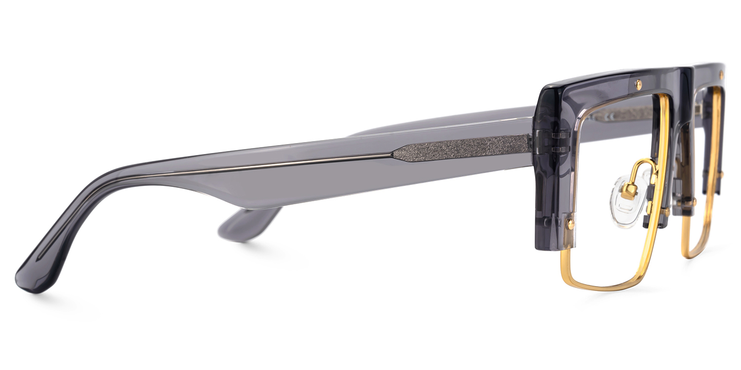 Maldonado Rectangle Grey Transparent Glasses | ZEELOOL UK3