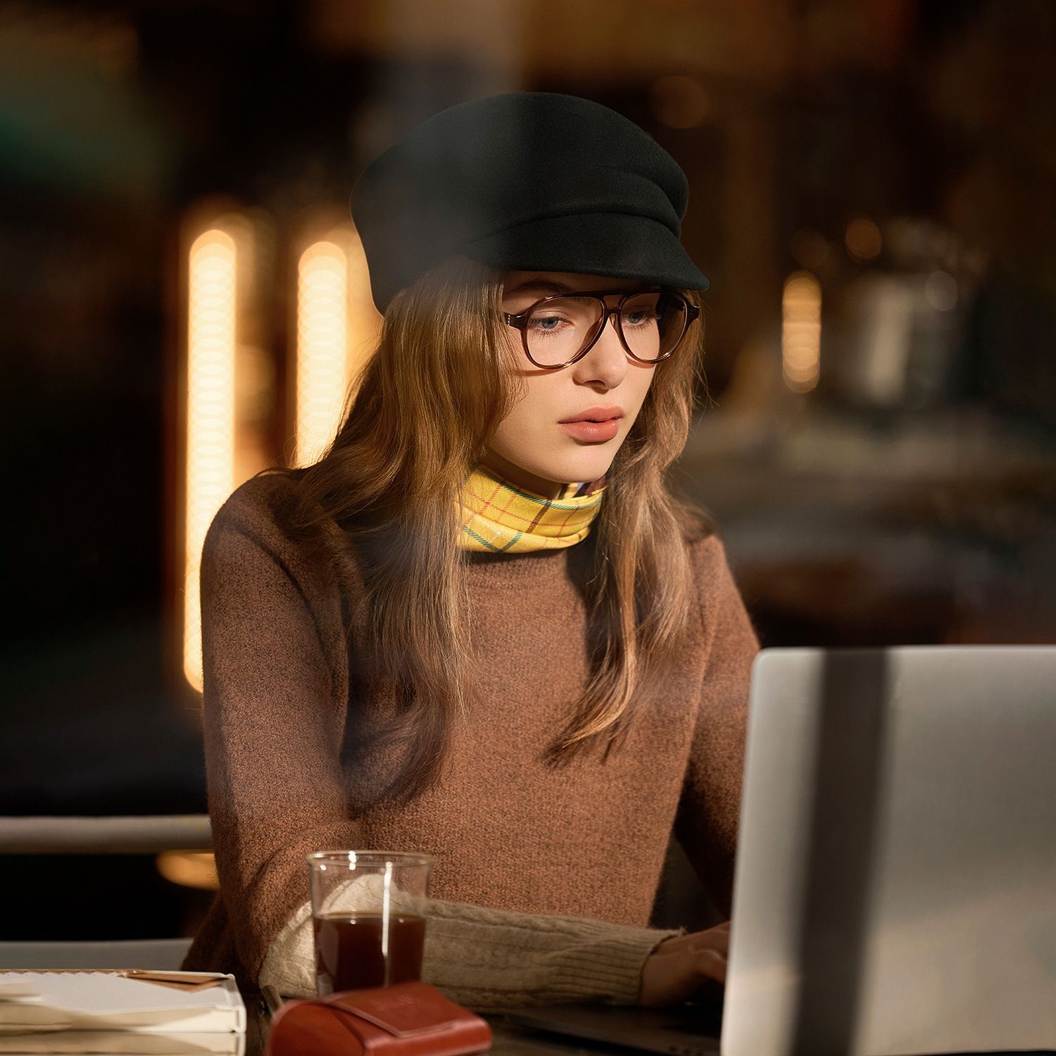 Drew Brown and Orange Aviator Glasses for Women | ZEELOOL5