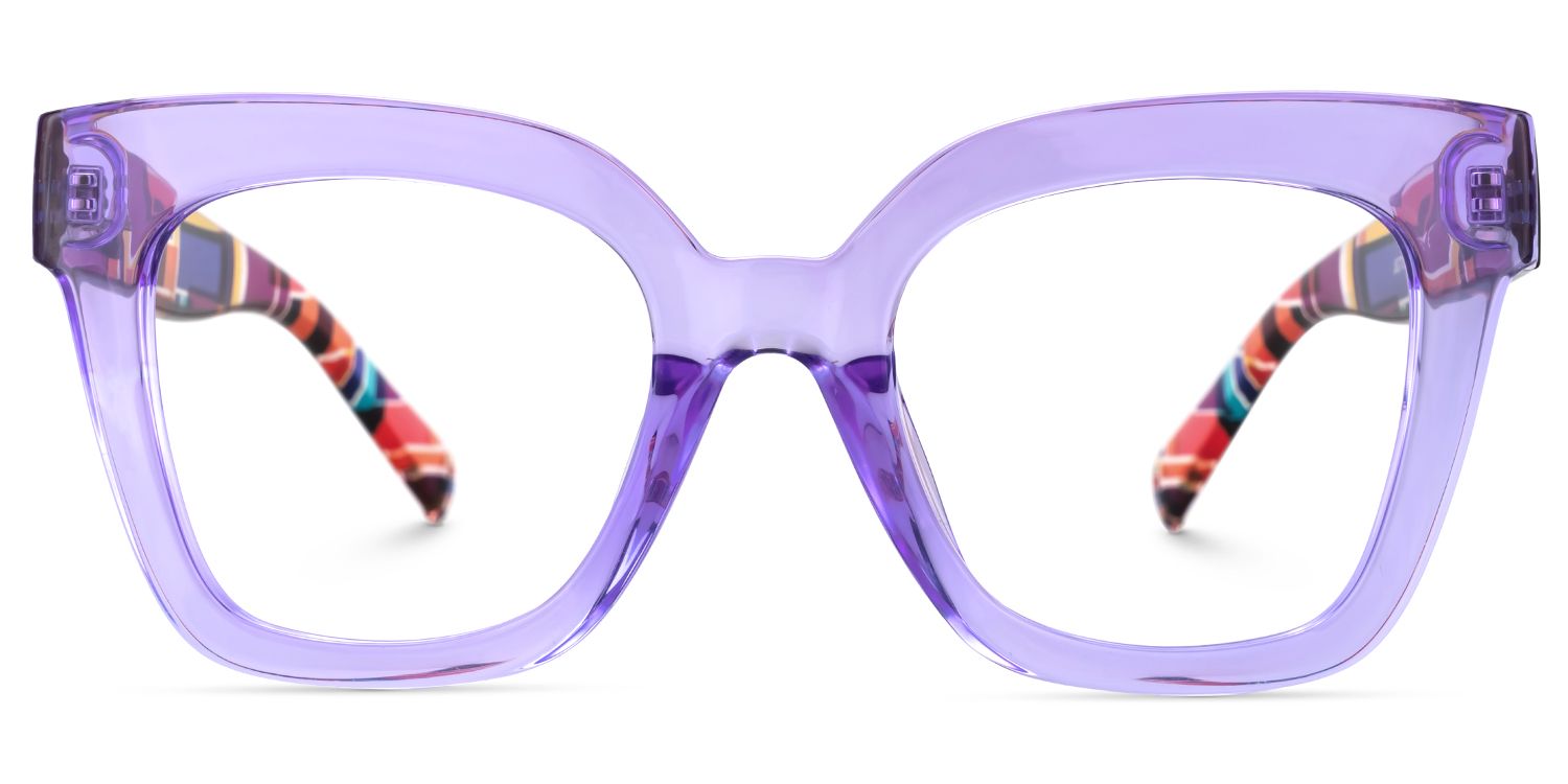 Malcolm Large Clear Purple Glasses with Colorful Plaid Arms | Zeelool0