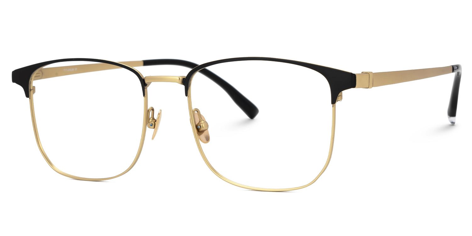 Rondon Titanium Rectangle Gold Frame Glasses | ZEELOOL UK1