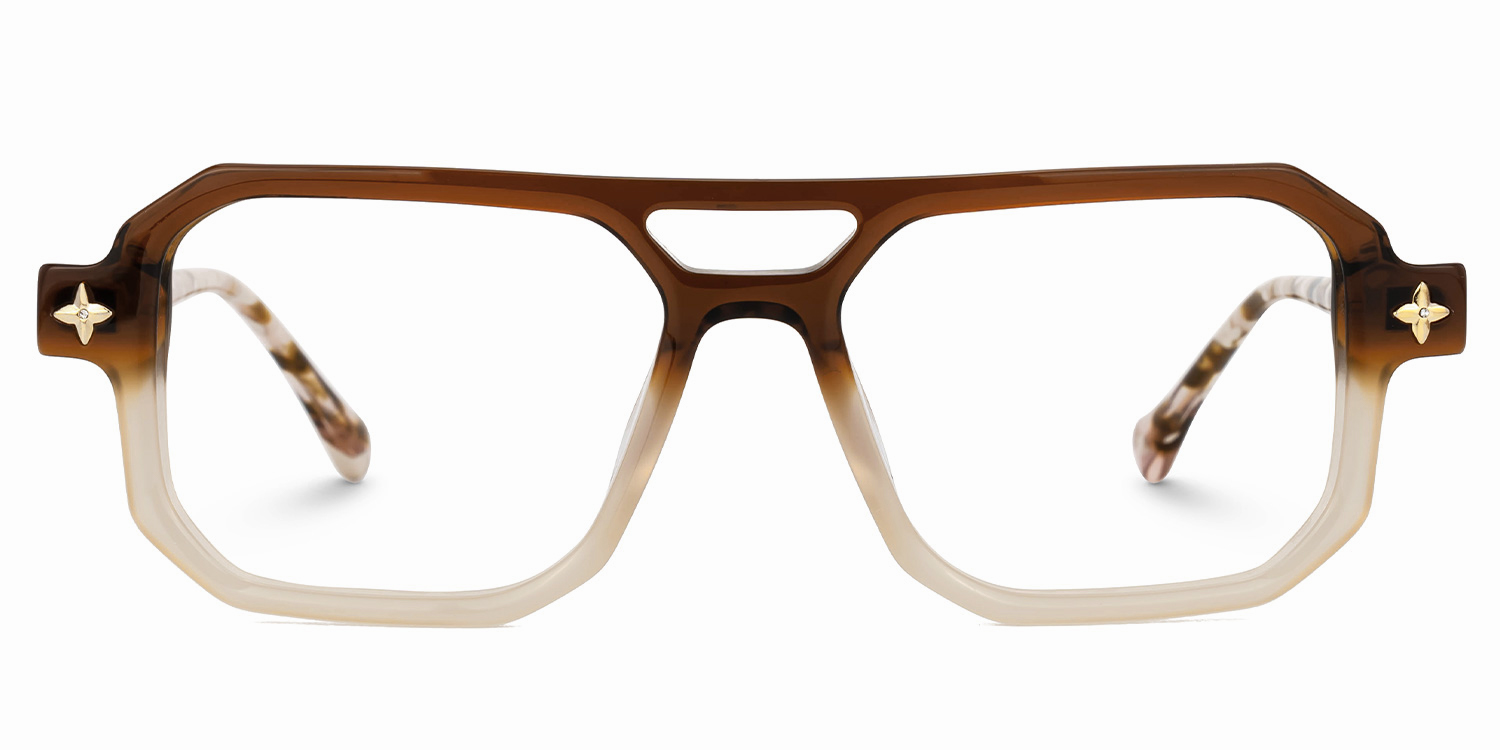 Brown Brackett Aviator Frame Eyeglasses | ZEELOOL UK0