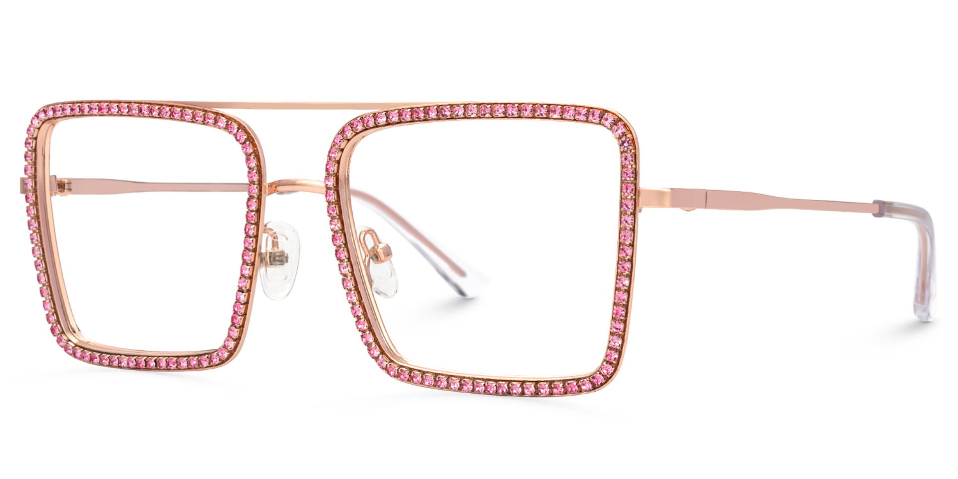 Diva Glasses, Rose Gold Eyeglasses with Pink Diamond3