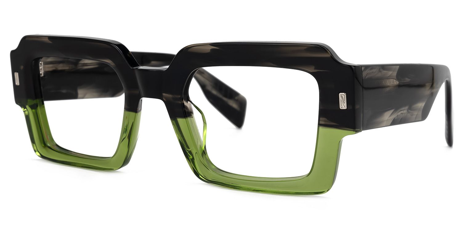 Bobbee Square Black-Green Glasses | ZEELOOL UK1