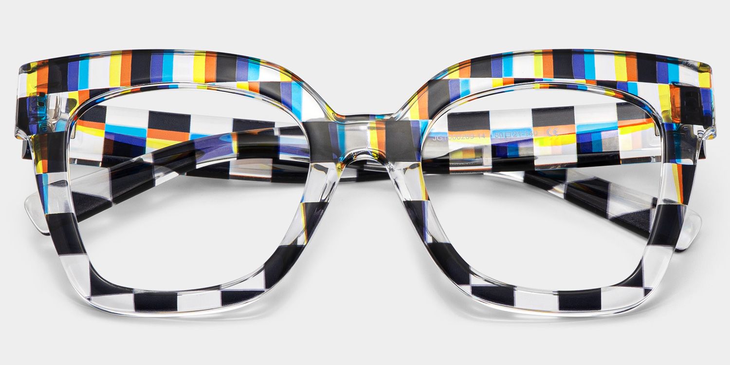 Geek Chic Malcolm Checkered Square Frame Glasses1