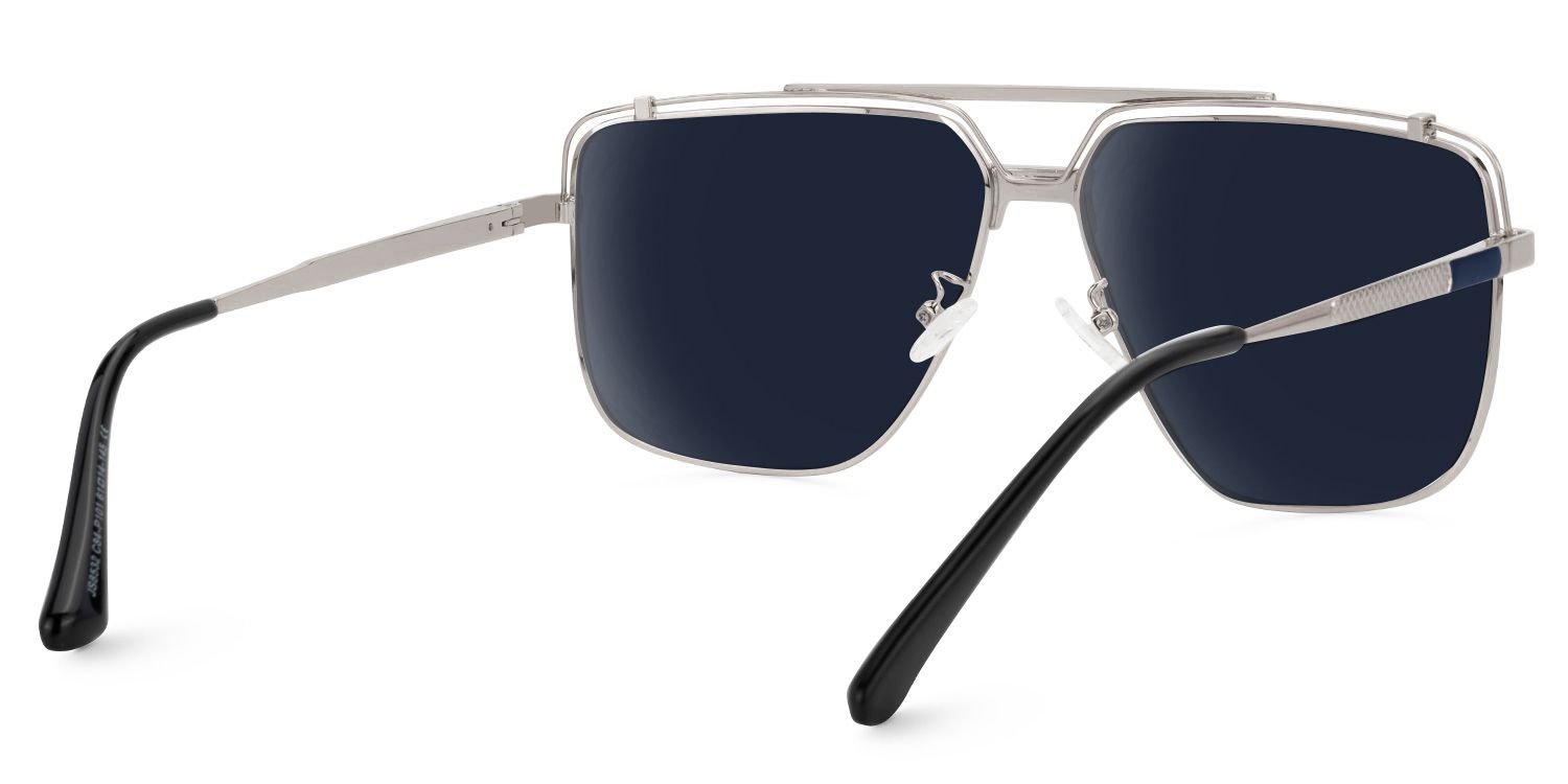Arellano Metal Matte Silver Frame Sunglasses with Aviator Shape | ZEELOOL UK3