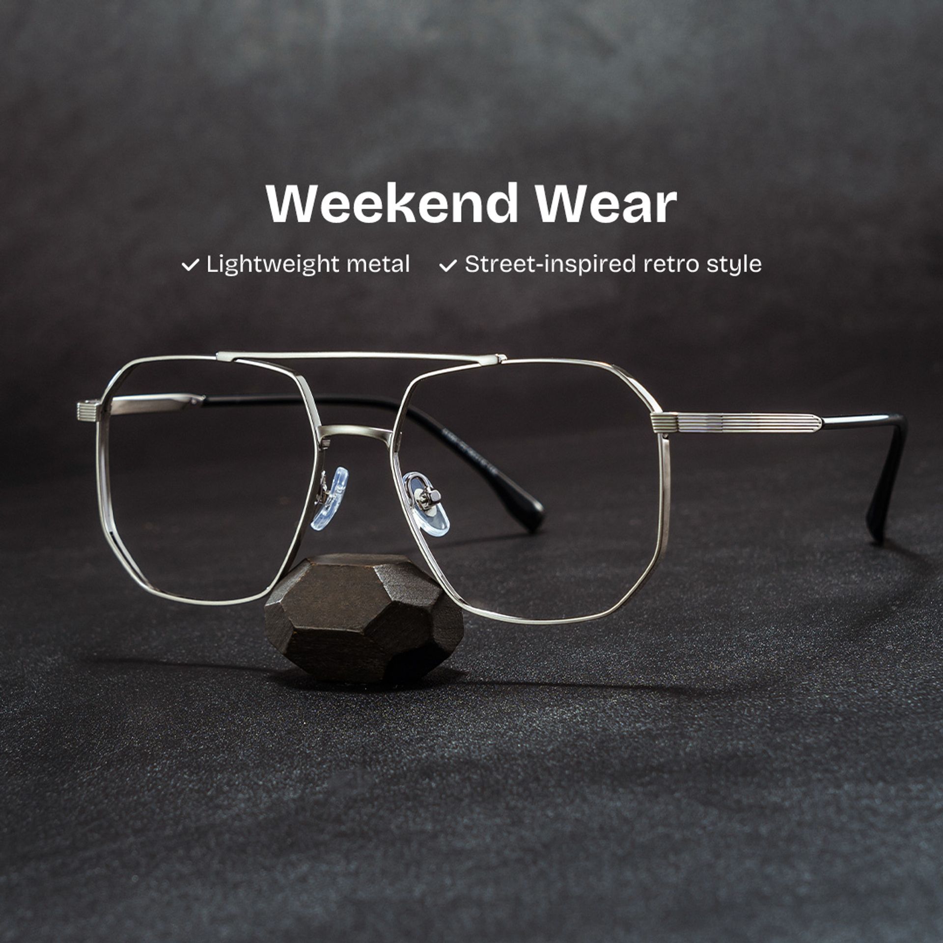 Logan Silver Frame Glasses with Aviator Frame Online | ZEELOOL0