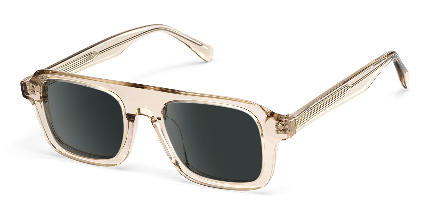 Nomad Rectangle Champagne Polarized Sunglasses2