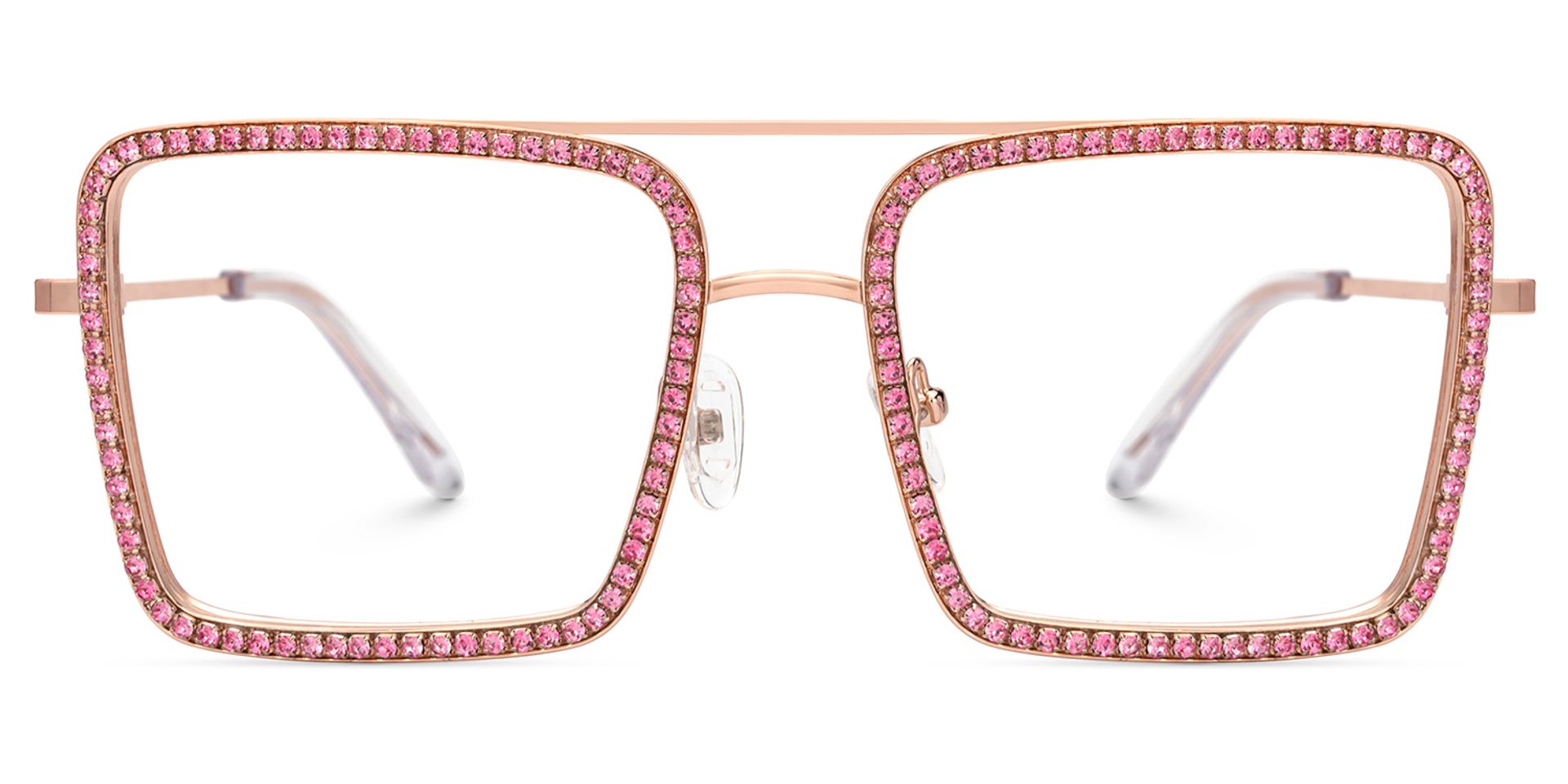 Diva Glasses, Rose Gold Eyeglasses with Pink Diamond2
