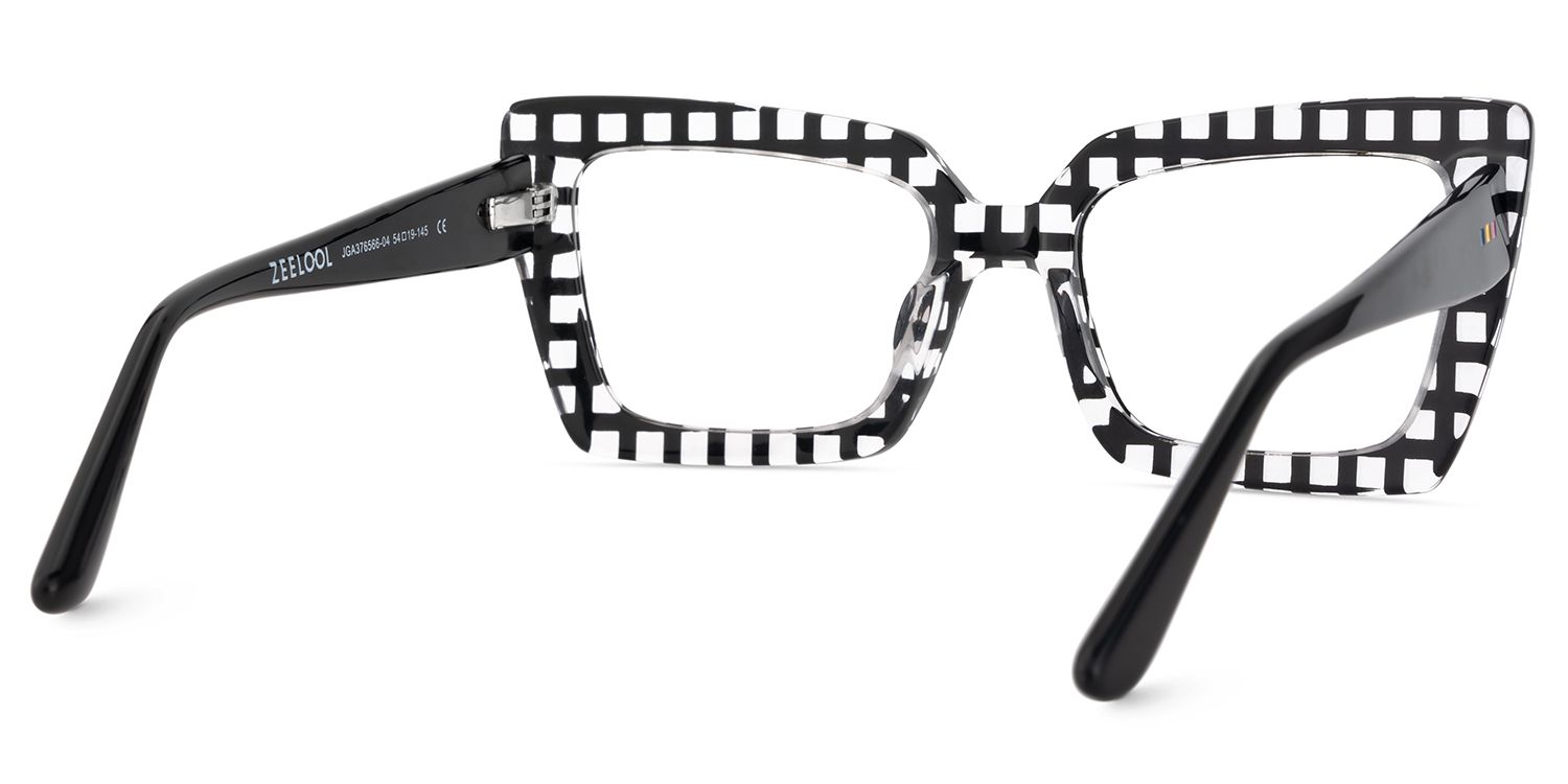 Tootie Eyeglasses in Butterfly Black Clear Checkered Frame | ZEELOOL UK5