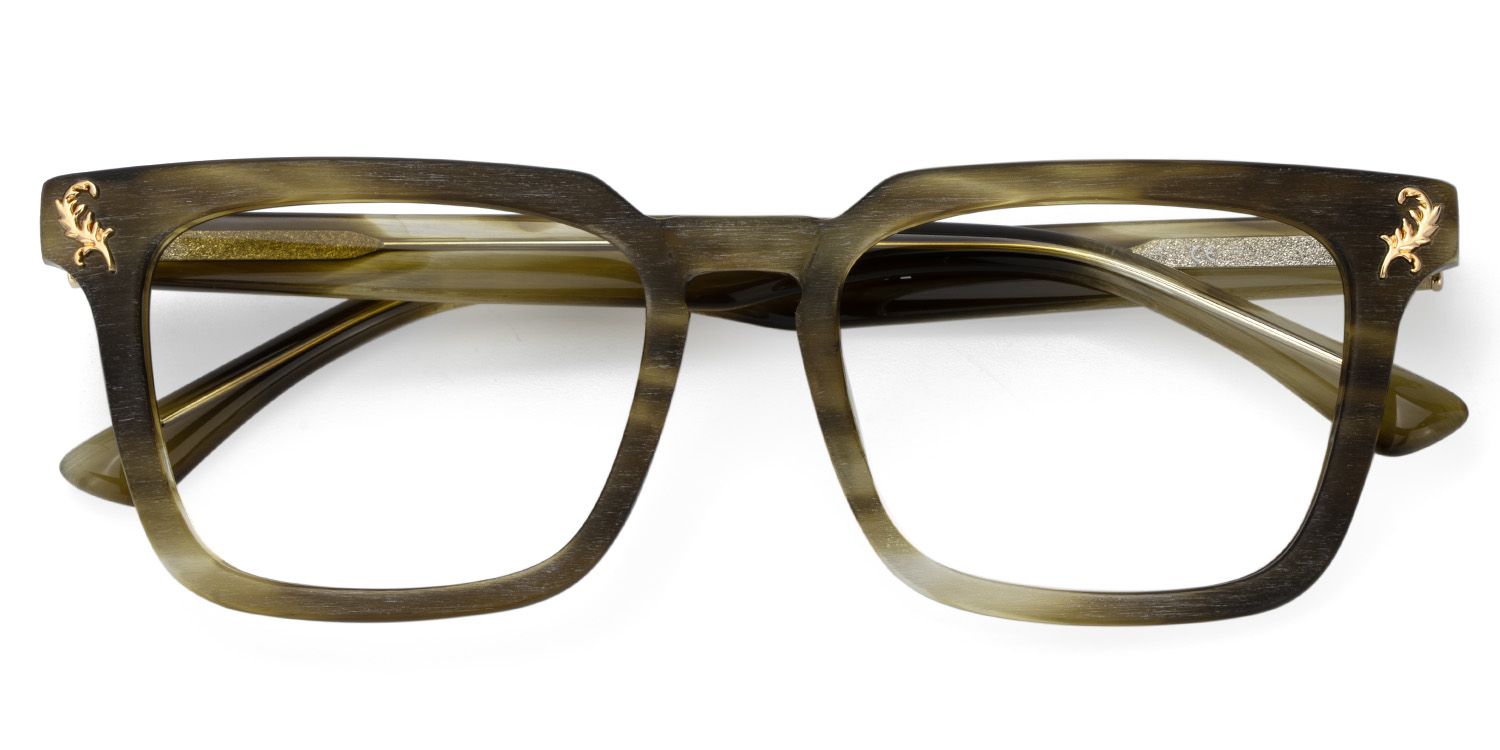 Men's Rectangular Eyeglasses Frames With Brown Color | ZEELOOL UK2