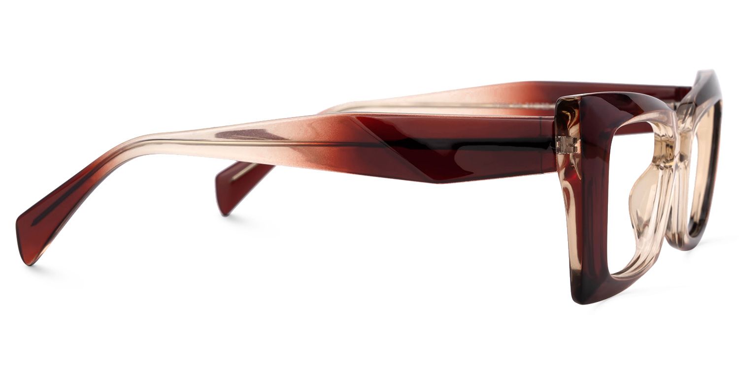 Bueghly Beige-Red Eyeglasses with Rectangle Shape | ZEELOOL UK2