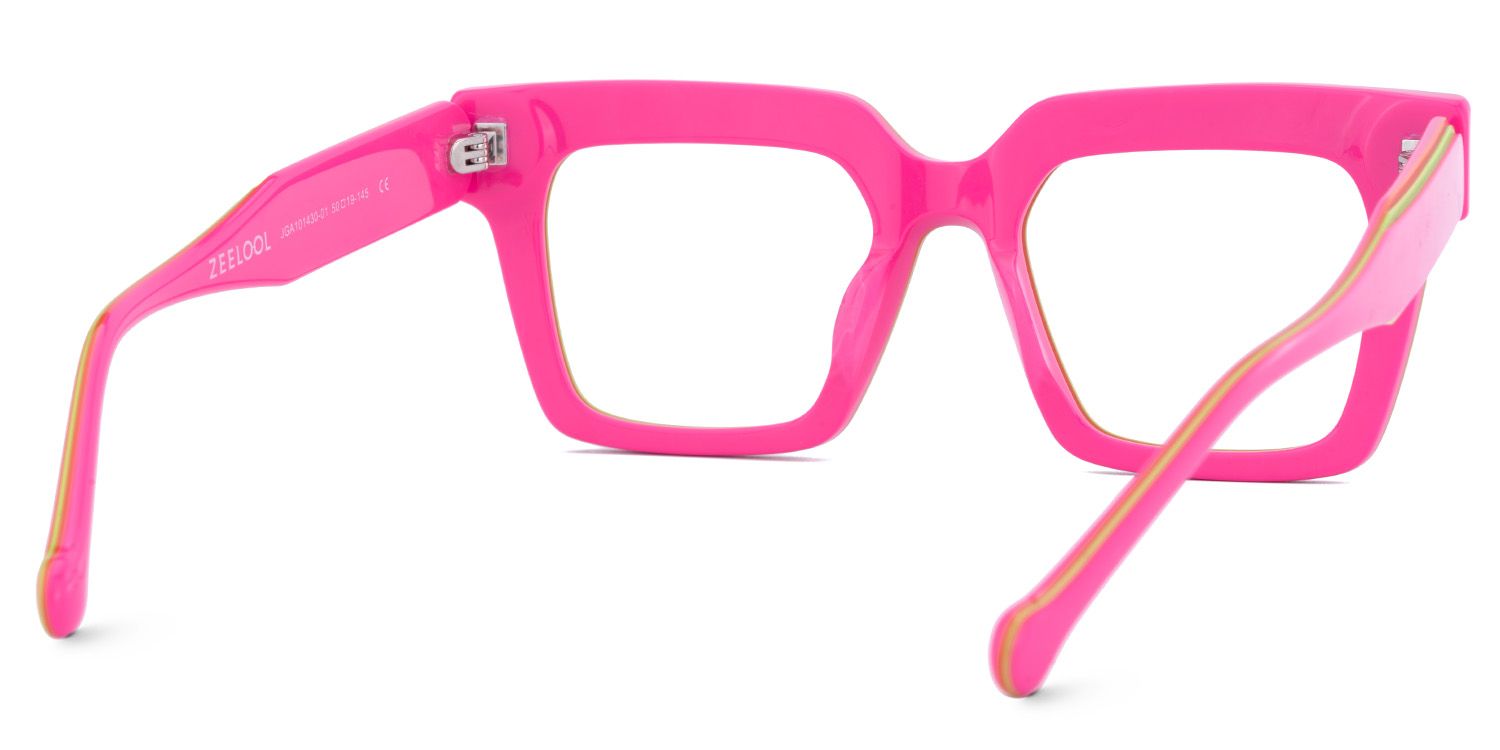 Square Pink Eyeglasses- Gilberto Acetate Frame Glasses5