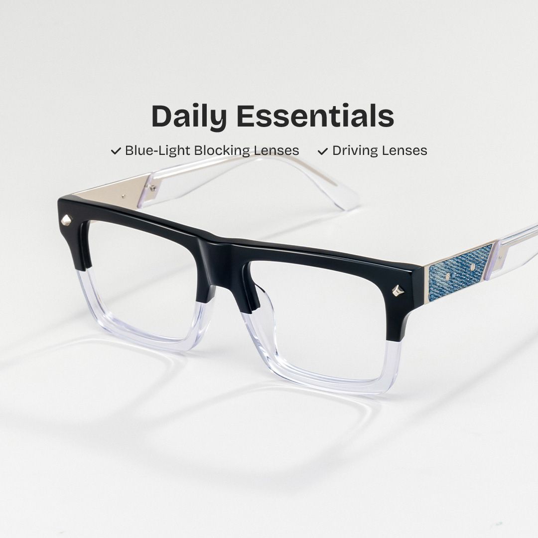 Trent Eyeglasses in Rectangle Black Clear Frame | ZEELOOL UK0