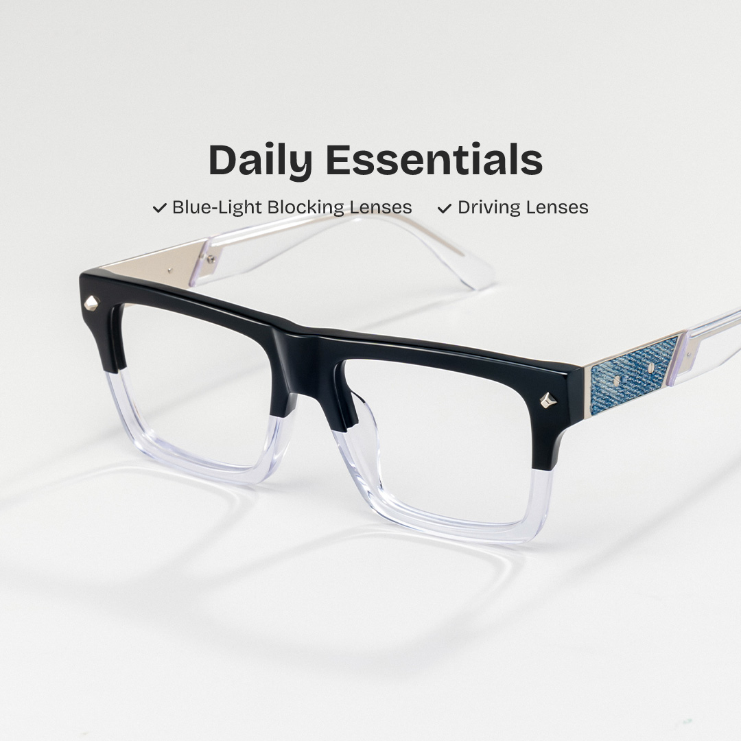 Trent Rectangle Black Crystal Glasses0