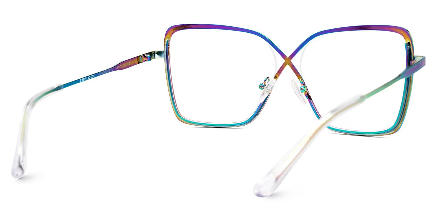Racquel Iridescent Glasses Frames in Square Semi-Rimless  | ZEELOOL UK3