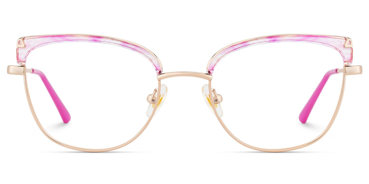 Beau Eyeglasses in Cat eye Pink Gold Frame | ZEELOOL UK1
