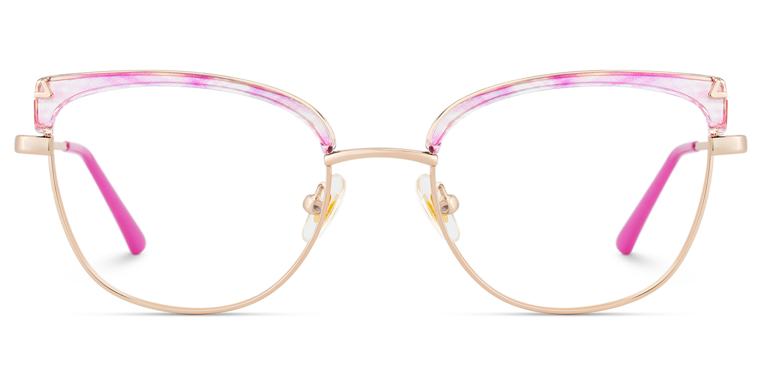 Beau Eyeglasses in Cat eye Pink Gold Frame | ZEELOOL UK1