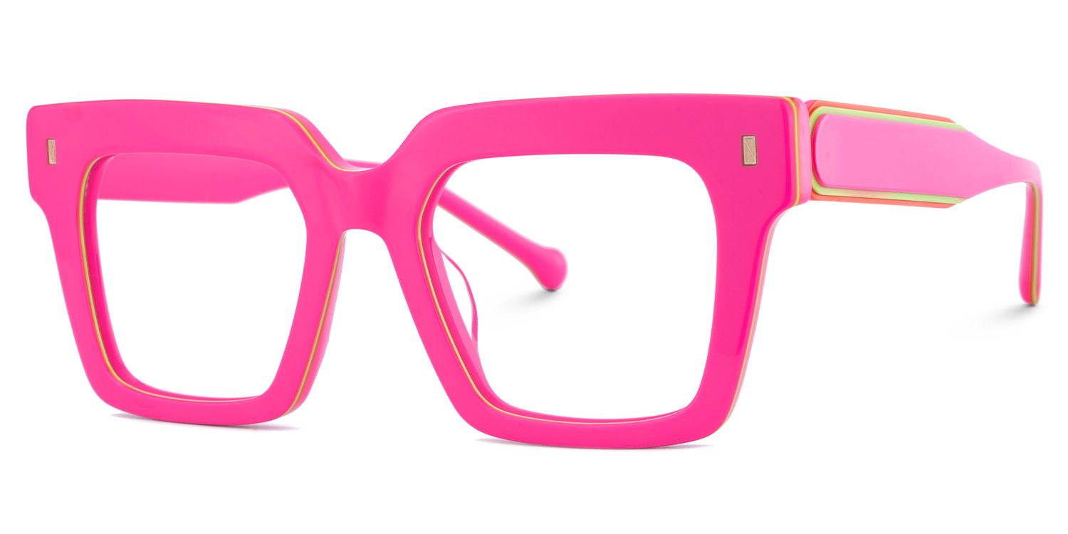 Square Pink Eyeglasses- Gilberto Acetate Frame Glasses3