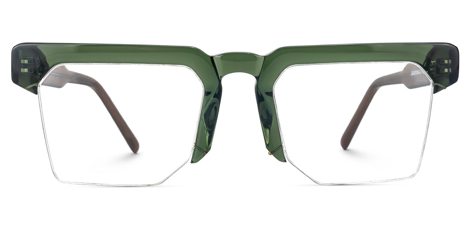Myles Designer Eyeglasses in Browline Green Frame0