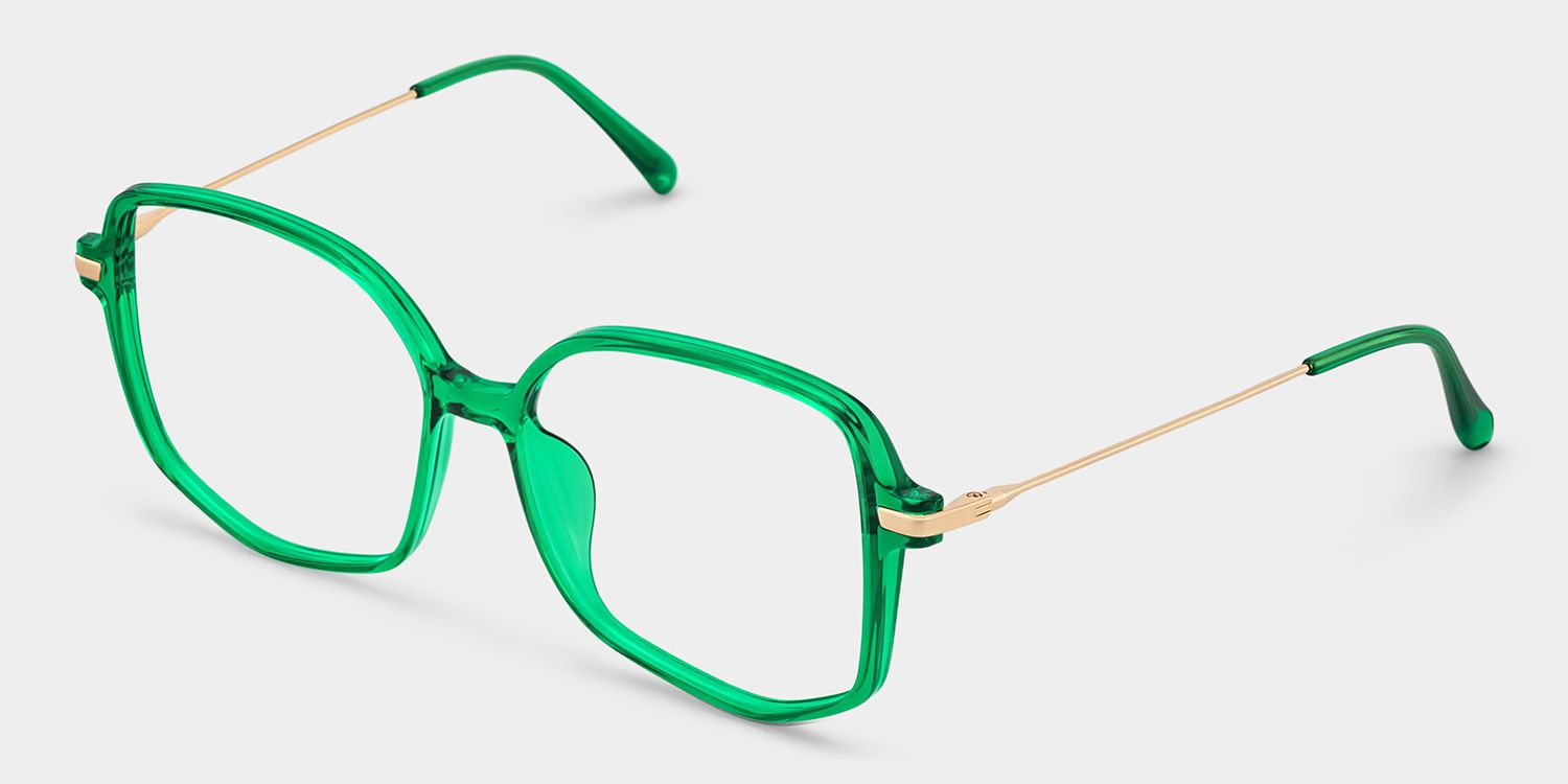 Payton Geometric Dark-Green Glasses | ZEELOOL UK2
