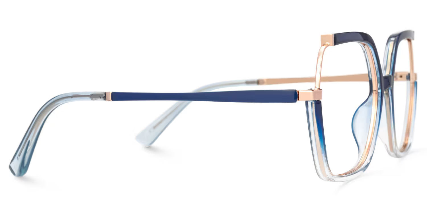 Alexia Mixed-Materials Square Blue Frame Glasses | ZEELOOL UK5