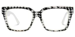 Juliane Rectangle Black White Glasses0