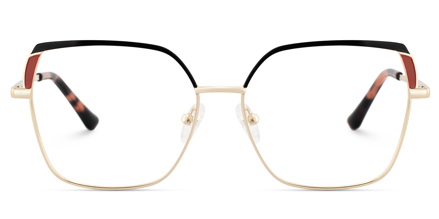 Shayla Metal Square Black Red Frame Glasses | ZEELOOL UK1