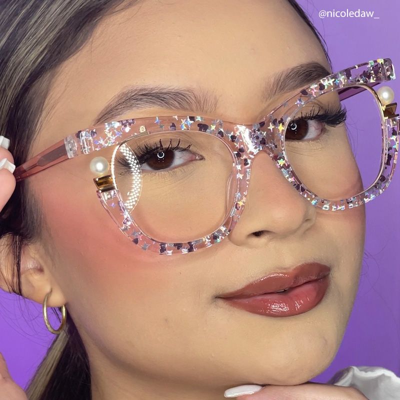 Transparent Pink Glasses with Pearl and Glitter Stars13