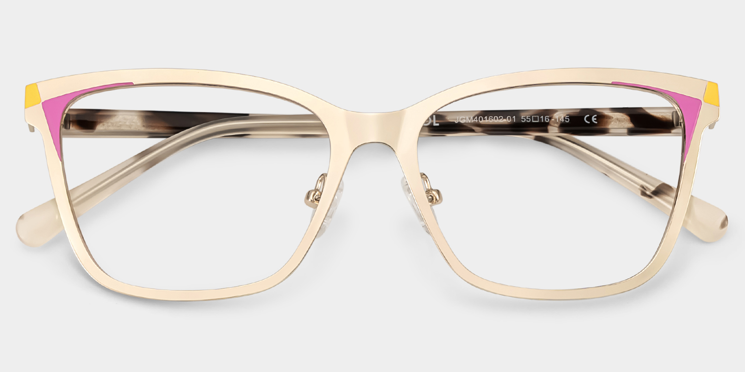 Elise Gold Frame Glasses with Rectangle Frame Online | ZEELOOL UK2