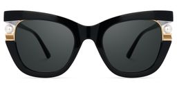 Pearl Cateye Black Glasses0