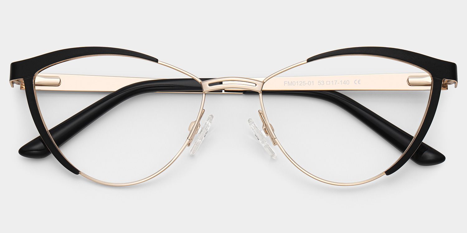 Sydney Cat Eye Metal  Black Frame Glasses | ZEELOOL UK1