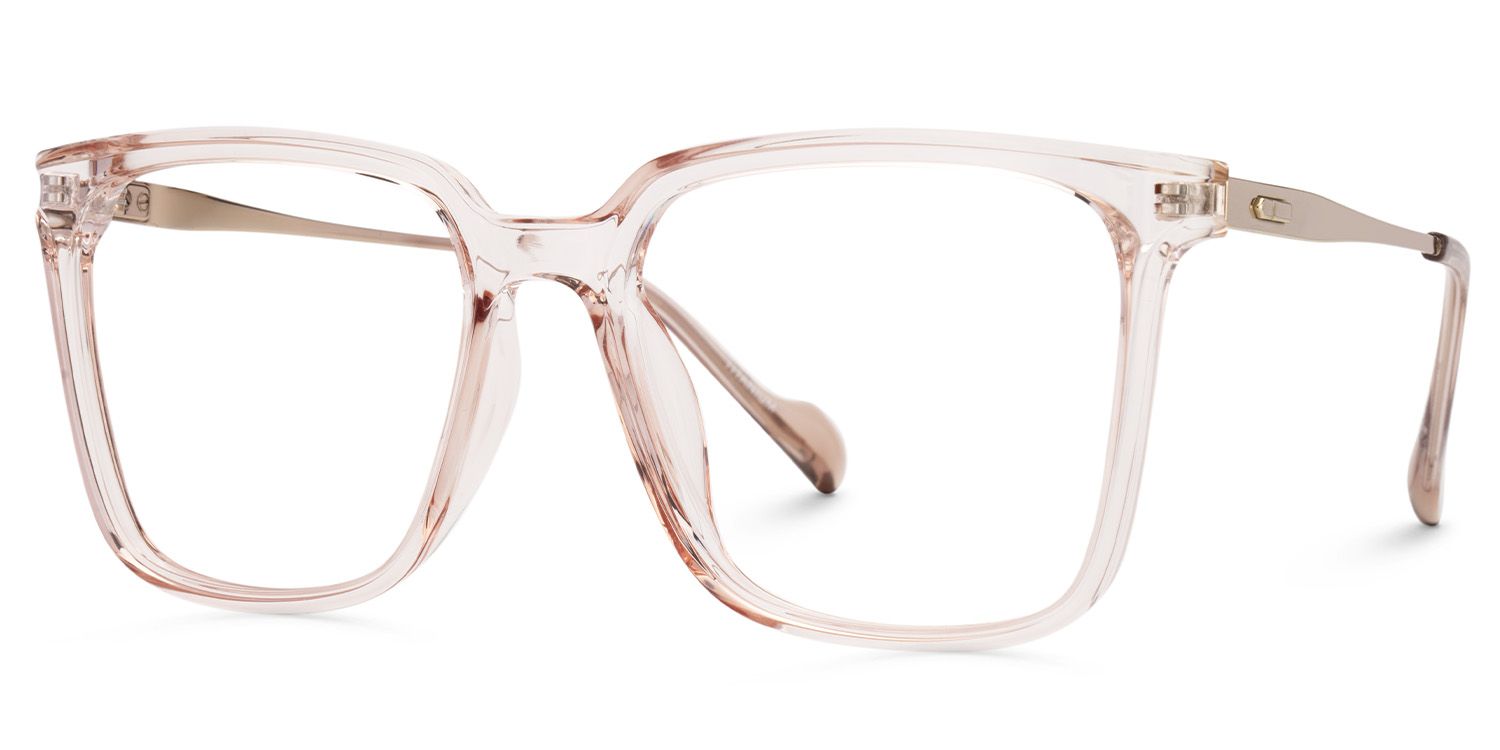Thin Beige Frame Glasses With Square Shape3