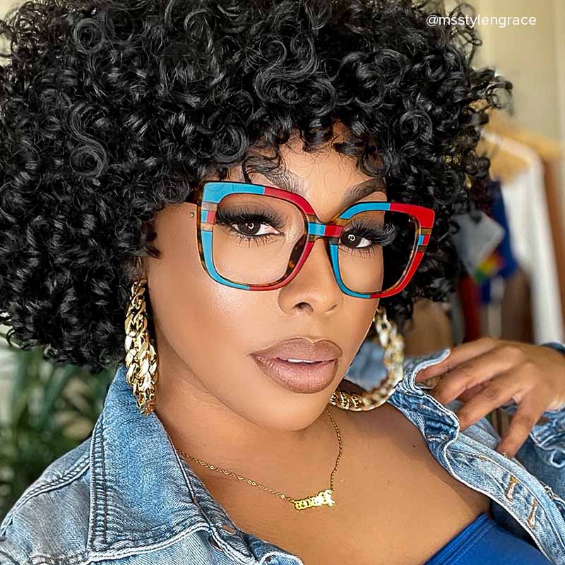 Brenda Square Blue-Red Glasses | ZEELOOL UK4