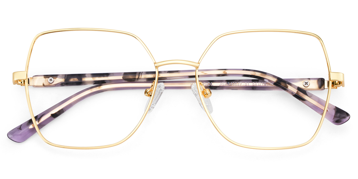 Billie Golden Geometric Prescription Glasses | ZEELOOL UK1