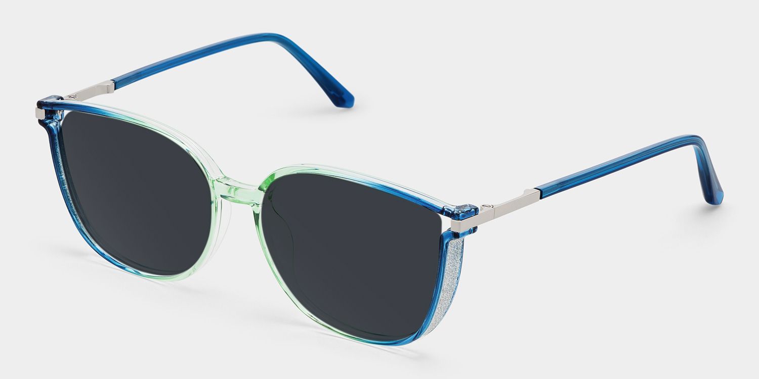 Rodz Square Blue-Green Prescription Glasses and Frames2