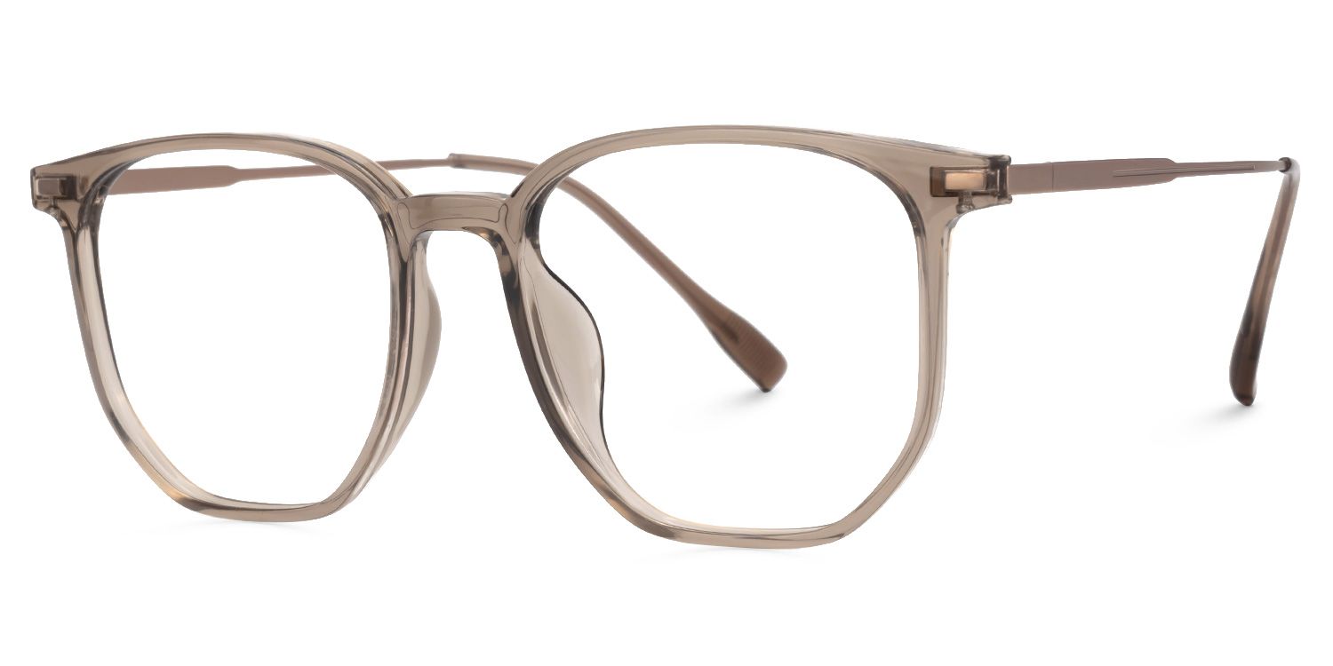 Bianca Mixed-Materials Geometric Brown Frame Glasses | ZEELOOL UK1