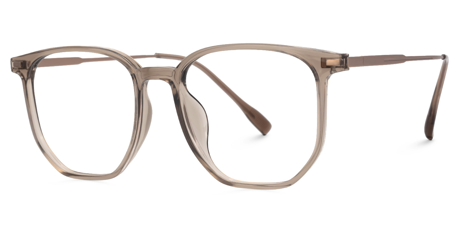 Bianca Mixed-Materials Geometric Brown Frame Glasses | ZEELOOL UK1
