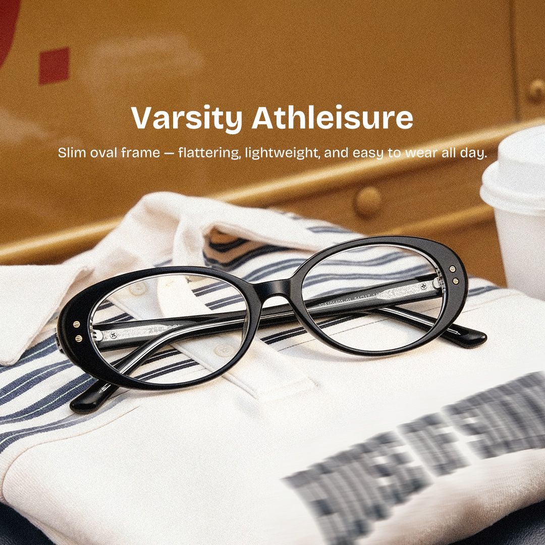Lennon Black Oval Glasses | Retro Varsity Athleisure0