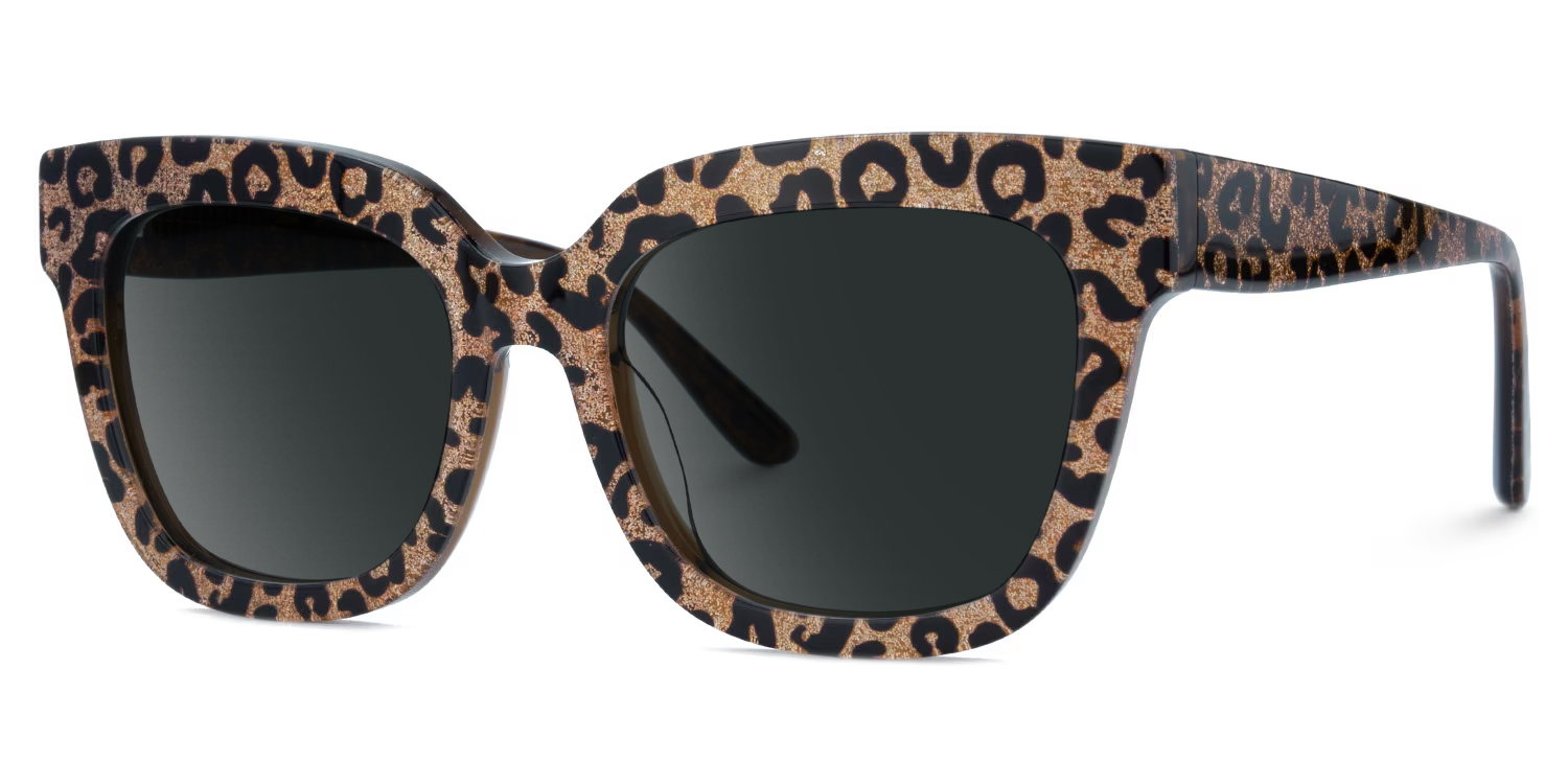 Designer Brown Leopard Square Prescription Sunglasses1