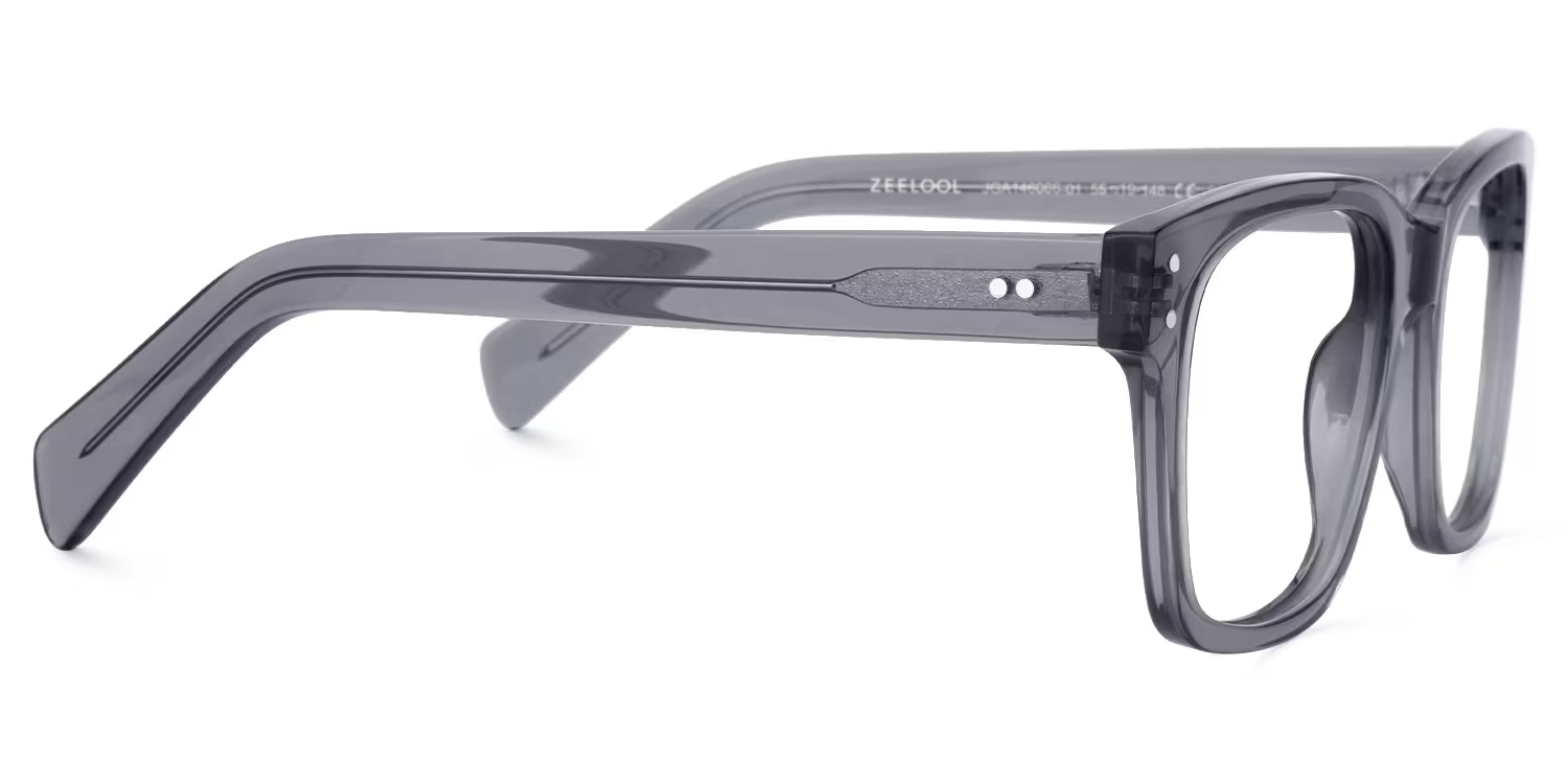 Fussell Square Gray Full-Frame Glasses | ZEELOOL UK2