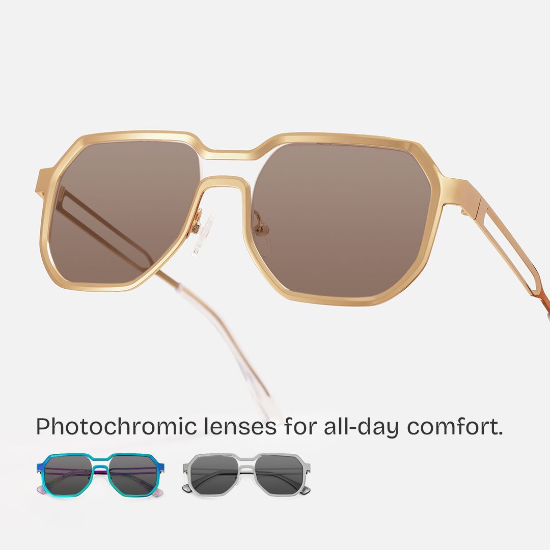 Hype Gold Frame Sunglasses with Geometric Style | ZEELOOL UK0
