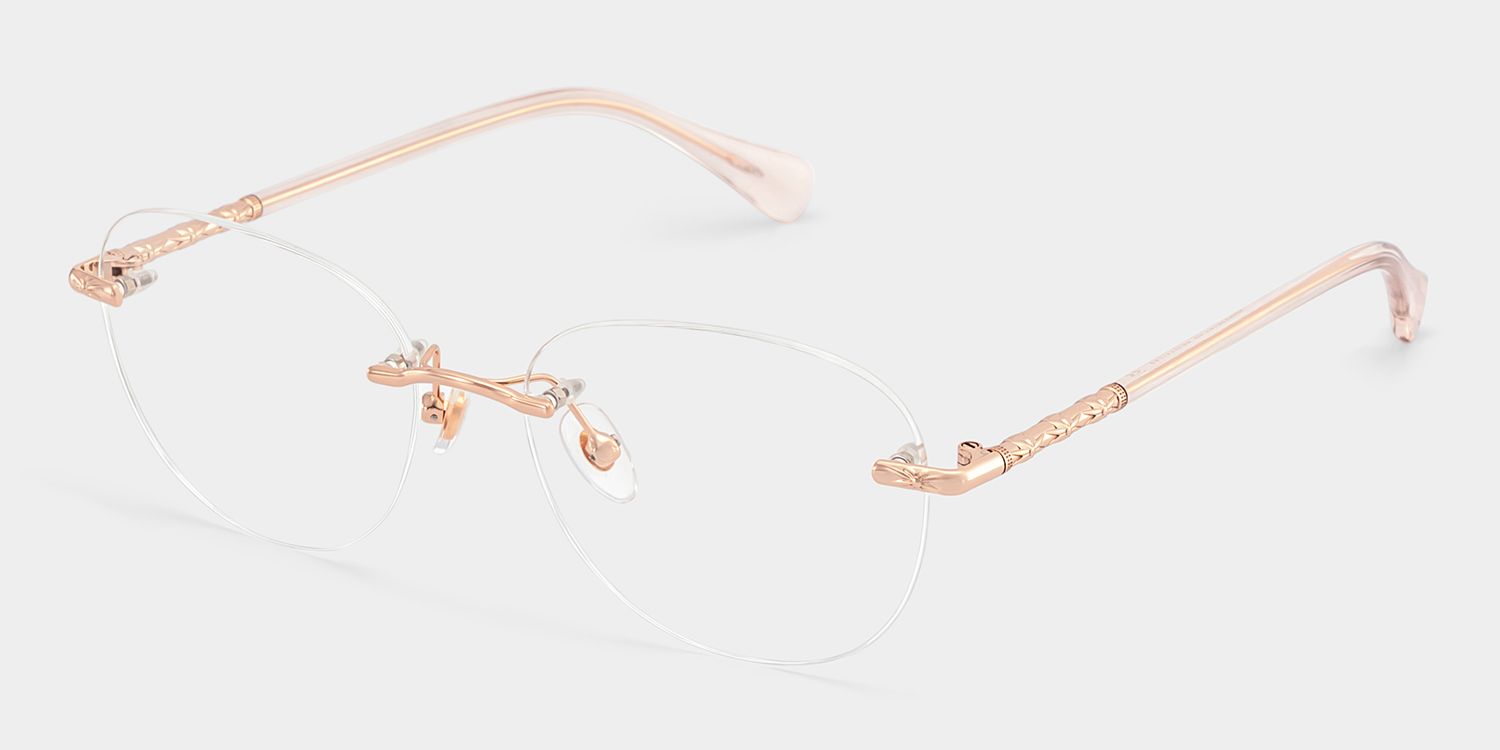 Jennifer Pink Gold Frame Glasses with Round Frame Online | ZEELOOL2