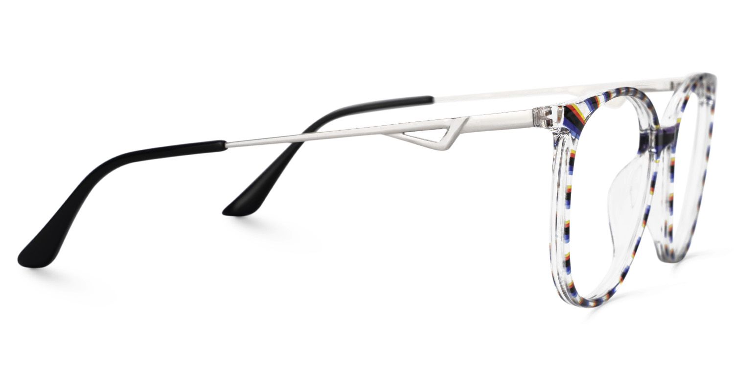 Round Black-Clear Striped Chanty Glasses in thin Frame Style | ZEELOOL UK2