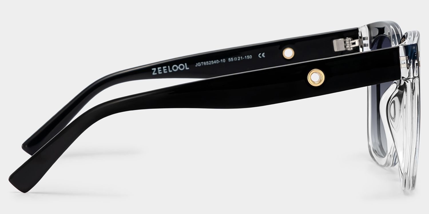 Ebony Square Black Clear Full Rim Sunglasses | ZEELOOL UK3