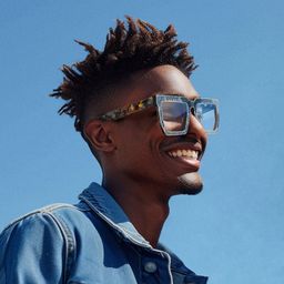 Daniela Rectangle Blue Glasses4